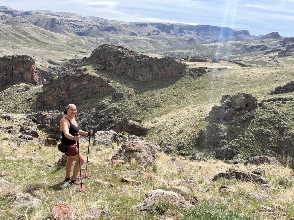 Sam hiking above the valley