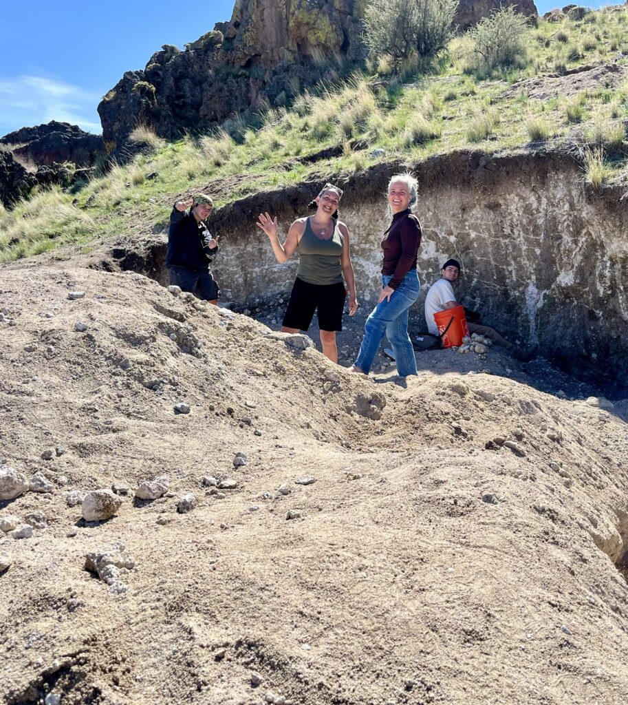 Several people in a thunderegg pit